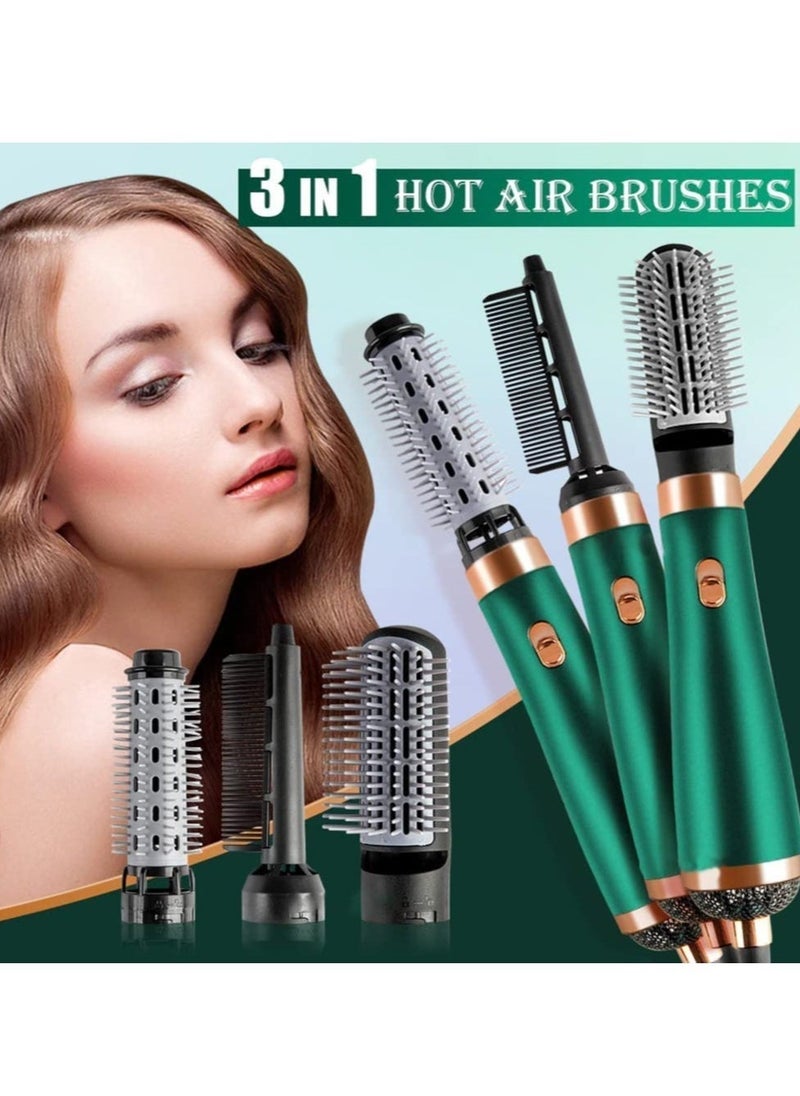 ELTRAZONE Hair Dryer Brush 3 in 1 Hot Air Blow Dryers New Electric Hair Dryer Blow Dryer Comb Rotating Hot Air Brush Hair Straightener Brush Curler Comb Roller Blow Dryer (Green) - Image 2