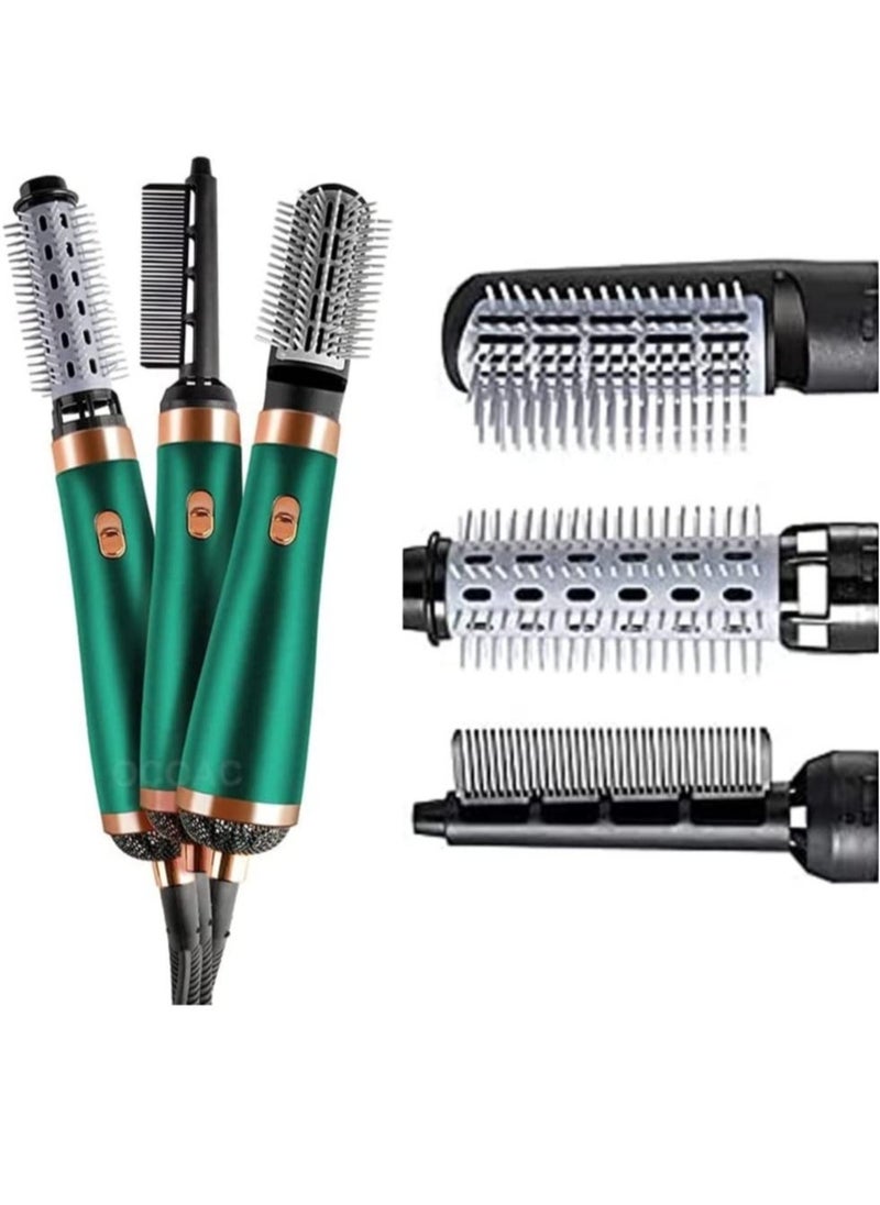ELTRAZONE Hair Dryer Brush 3 in 1 Hot Air Blow Dryers New Electric Hair Dryer Blow Dryer Comb Rotating Hot Air Brush Hair Straightener Brush Curler Comb Roller Blow Dryer (Green) - Image 1