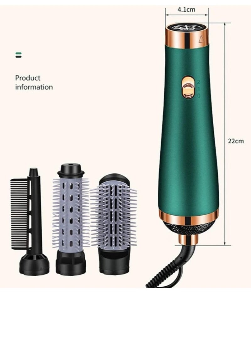 ELTRAZONE Hair Dryer Brush 3 in 1 Hot Air Blow Dryers New Electric Hair Dryer Blow Dryer Comb Rotating Hot Air Brush Hair Straightener Brush Curler Comb Roller Blow Dryer (Green) - Image 4