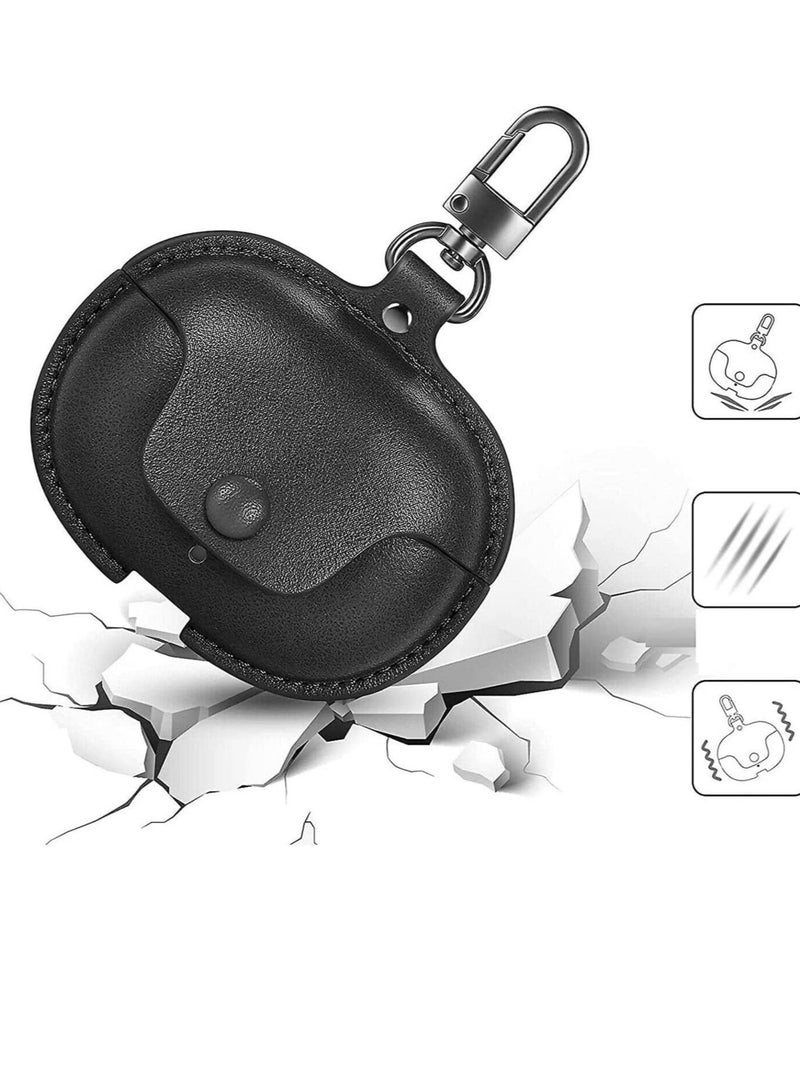Leather Earphone Cases For Huawei Freebuds 4i, Anti-Shock with Key Metal Holder Soft Cover Protective (Black) - Image 4