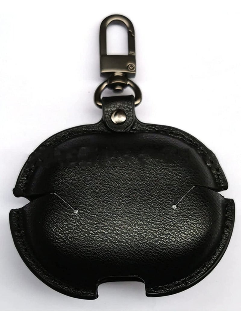 Leather Earphone Cases For Huawei Freebuds 4i, Anti-Shock with Key Metal Holder Soft Cover Protective (Black) - Image 3