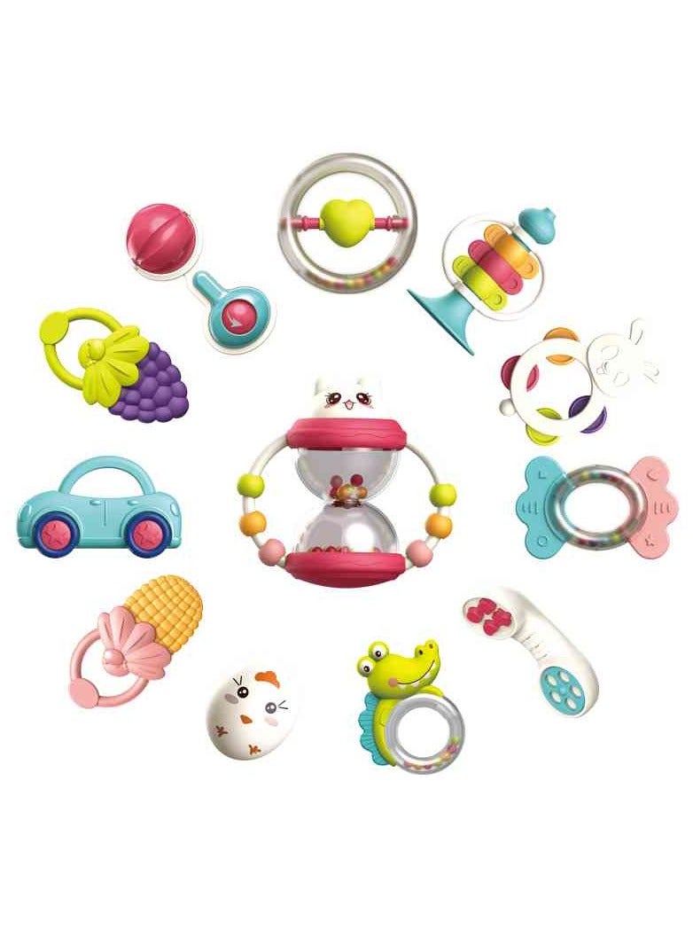 UKR 12-Piece Baby Rattle Set – Colorful Toddler Rattles for Sensory Play | Ideal for Infants & Newborns | Soft & Safe Rattles for Early Development | Fun Sensory Toys for Babies 0-12 Months | Perfect Baby Gift Set - Image 1