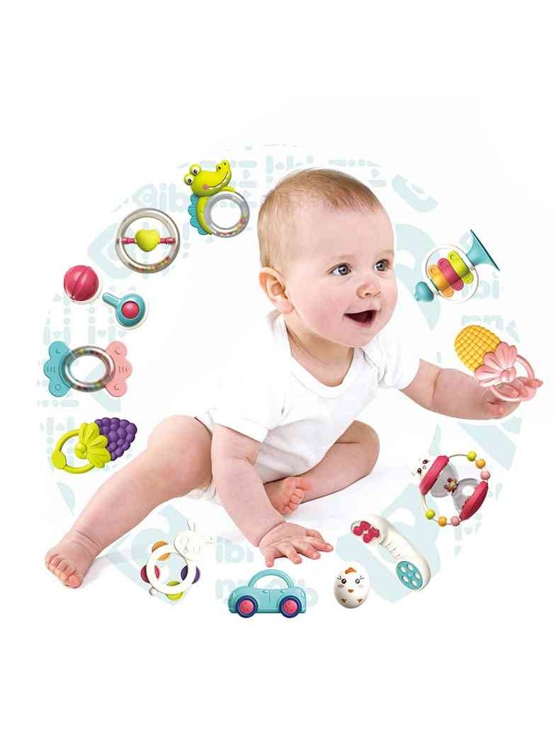 UKR 12-Piece Baby Rattle Set – Colorful Toddler Rattles for Sensory Play | Ideal for Infants & Newborns | Soft & Safe Rattles for Early Development | Fun Sensory Toys for Babies 0-12 Months | Perfect Baby Gift Set - Image 3