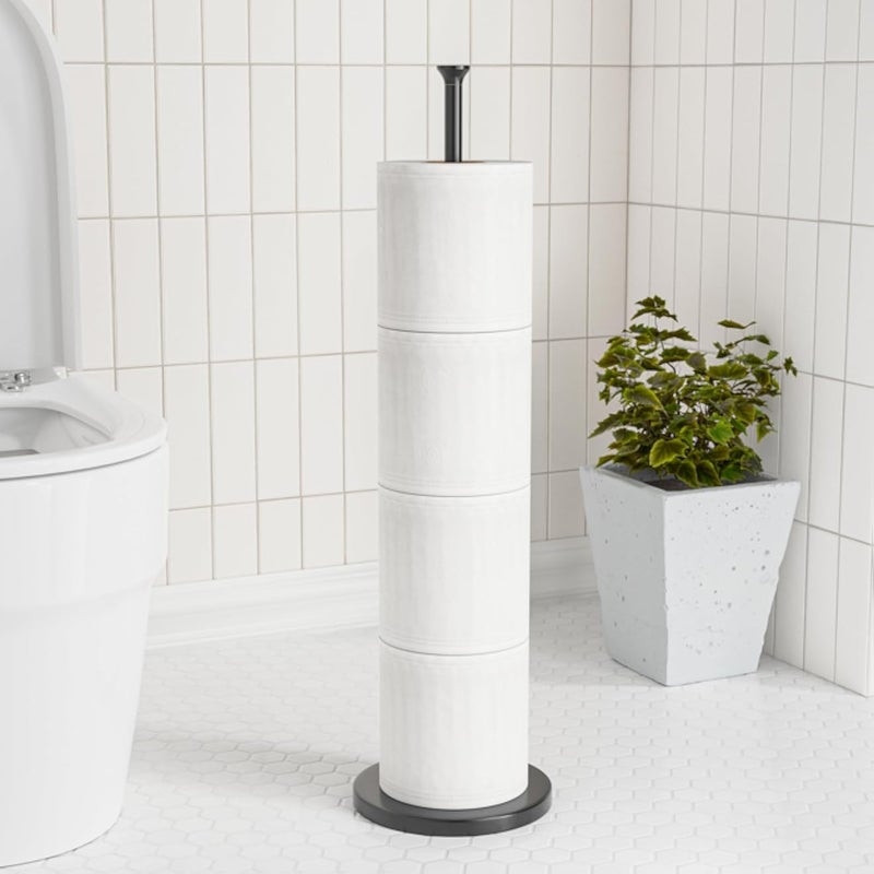 Standing Toilet Roll Holder - Storage Holder Stand for 4-6 Replacement Rolls - Bathroom Toilet Roll Dispenser