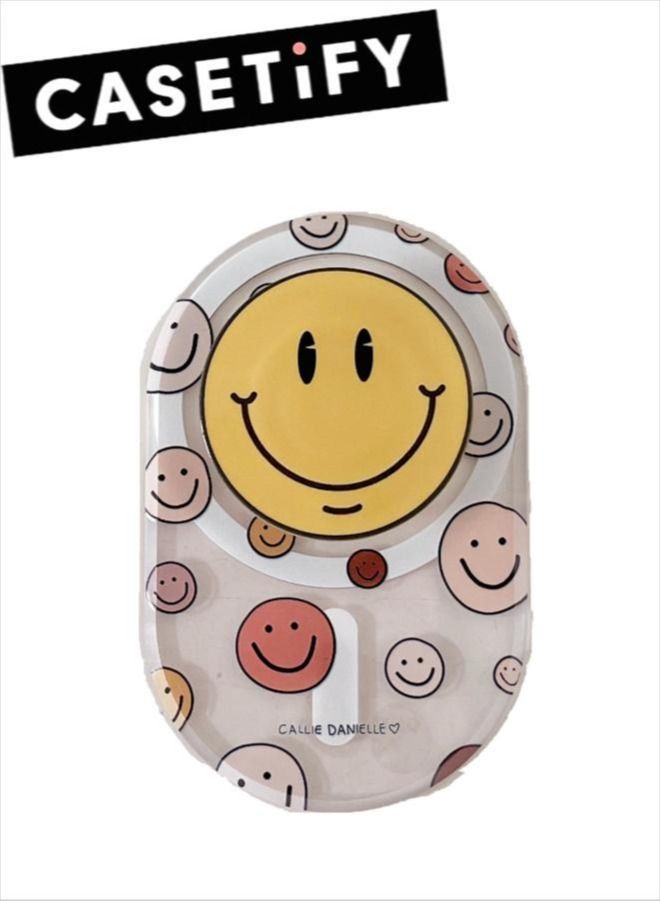 Casetify Smile Phone Grip Stand Compatible with MagSafe, MagSafe Phone Grip Holder, Wireless Charging Compatible Yellow/Clear - Image 1