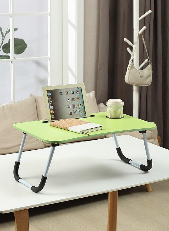 LAWAZIM Foldable Laptop Desk - Green - Portable Bed Table with Cup Holder and Adjustable, Ergonomic, Compact, and Space-Saving Design - Ideal for Working, Writing, Studying, Drawing, and Reading - Image 1