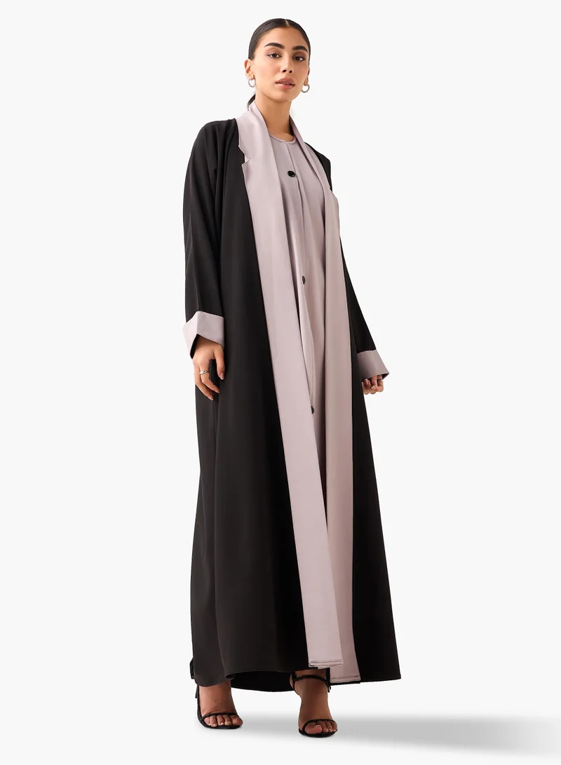 Hadiyath Al Madinah Black Two-Piece Abaya Set - HM