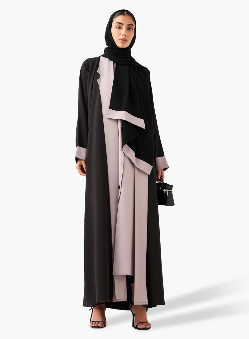 Hadiyath Al Madinah Black Two-Piece Abaya Set - HM