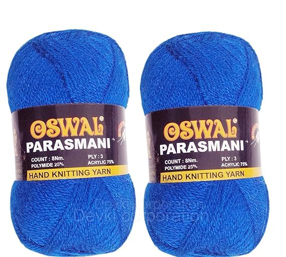 DUVANSHI DUVANSHI OSWAL PARASMANI Hand Knitting Wool Beautiful Shade WoolUunThread Wool for Woolen Sweater Cap HandGloves etc Royal Blue Color Each Ball 100 gm Shade OP40200 Pack of 2