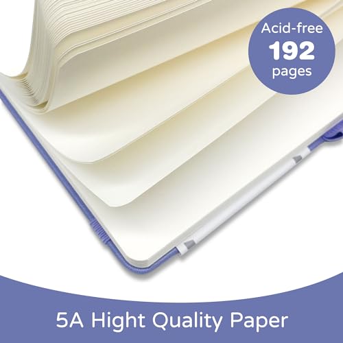 LEAGIM Blank Journal Notebook, A5, 192 Pages 100 GSM Thick Sketch Book for Women Men, Hardcover Leather Unlined Journaling for Work, Notebooks for Writing, 5.8 inches x 8.5 inches (Purple) - Image 2