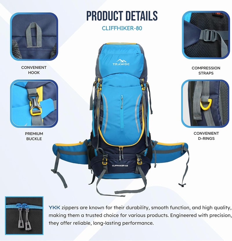 TRAWOC CLIFFHIKER 65L Trekking Backpack - Image 4