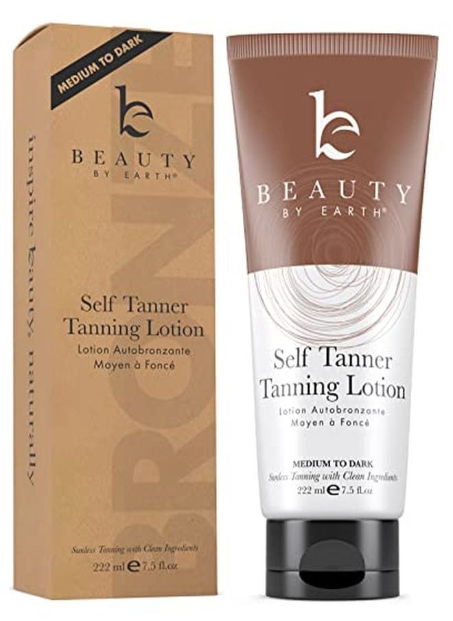 Beauty by Earth - Self Tanner Tanning Lotion - Medium To Dark Fake Tan Self Tanning Lotion For Body, Gradual Tanning Lotion Self Tanner For Natural Looking Self Tan, Sunless Tanner Tan Lotion - Image 1