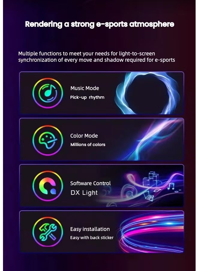 YANCI Sync RGB Gaming LED Light Bar LED strips 24 Inch Sticking behind Computer Screen - Image 2