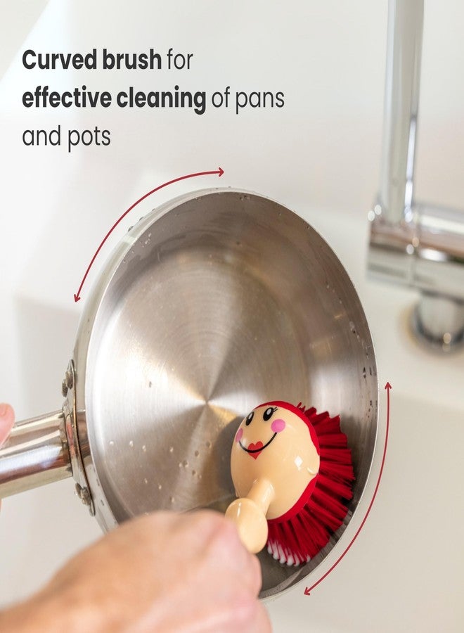 Vigar Dolls Dish Brush with Ergonomic Handle and Dres-shaped Storage Holder - Scrub Brush for Pans, Pots, Kitchen Sink Cleaning, Blue/Pink - Image 5