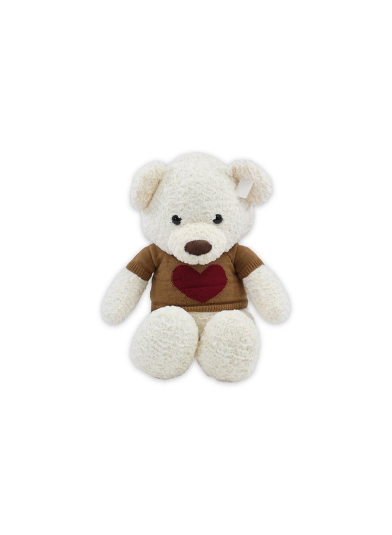 Teddy Bear Plush Toy – Off-White with Brown T-Shirt - Image 1