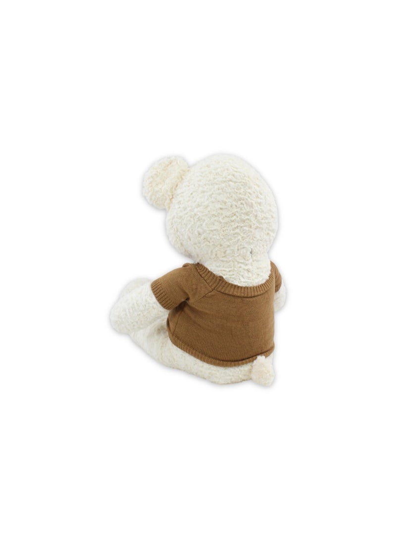 Teddy Bear Plush Toy – Off-White with Brown T-Shirt - Image 2