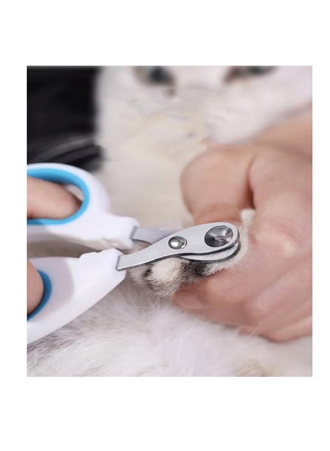 Pet Nail Clippers Professional Stainless Steel Claw Clippers Trimmer for Dogs Cats Birds and Small Animals Guard to Avoid Over Trimming Blue - Image 3