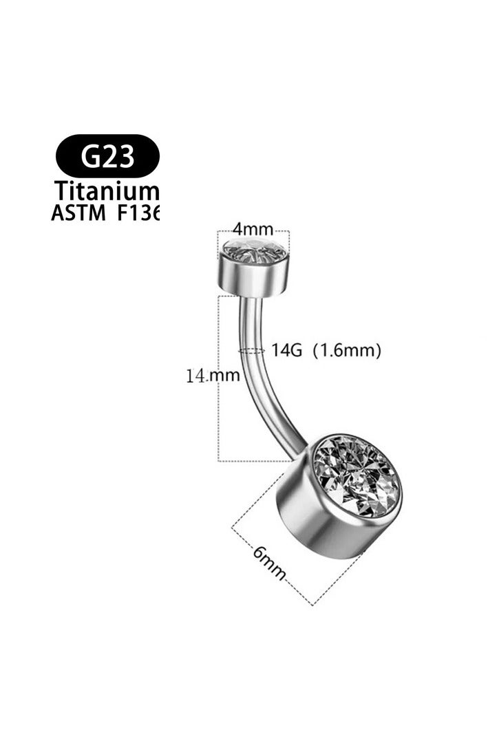 إينوشا إبرة سرة أنيقة من التيتانيوم الفضي المقاوم للحساسية مرصعة بكريستال زركون وردي - 14 ملم - Image 3