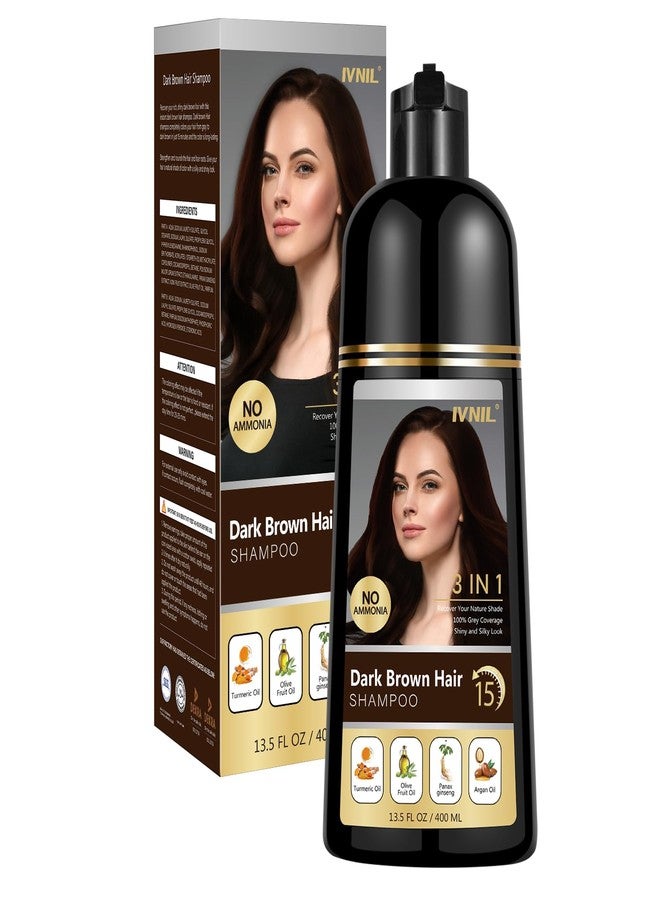 Ivnil Dark Brown Hair Dye Shampoo 3 in 1 Hair Color Shampoo for Gray Coverage Herbal Semi Permanent Champu Para Canas Con Tinte for Women and Men - Instant Result - Image 1