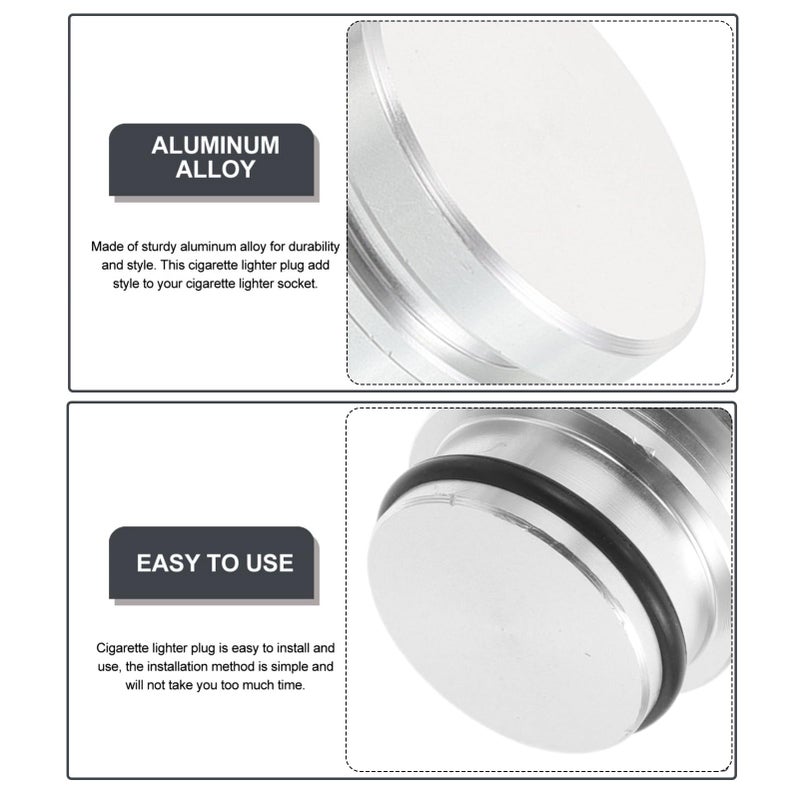 Silver Metal Car Lighter Socket Cover 2 Pack Protective Cap Dust Water Resistant for Vehicle Power Outlet - Image 4