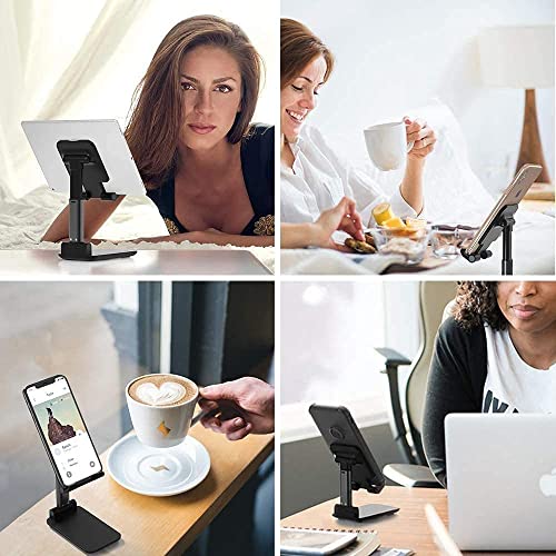 Gladiadora® Mobile Stand Multi Angle Adjustable and Foldable Mobile Phone Tabletop Stand, Anti Slip and Scratch Resistant, Compatible for Samsung Galaxy, Vivo, iPhone and All Mobile Phones (Black) - Image 3