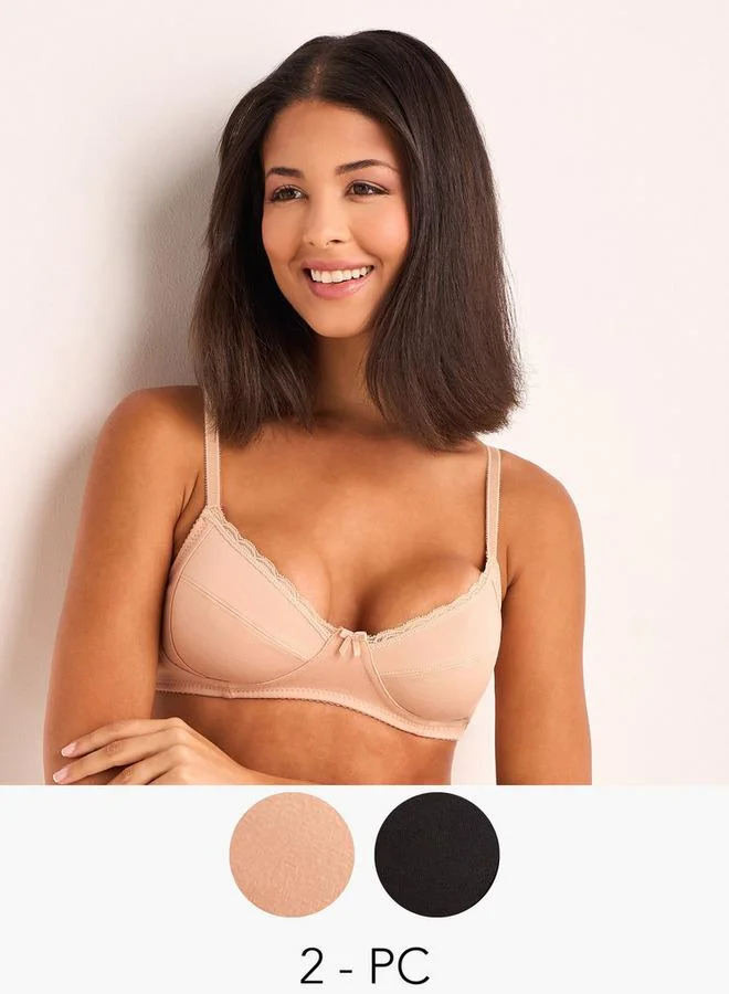 Splash FAV  Set of 2 - Lace Detail Bra with Hook and Eye Closure and Antibacterial Protection for Women | Best Price UAE