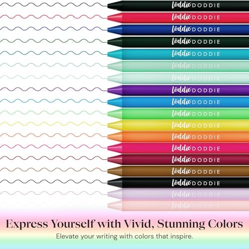 Loddie Doddie Retractable Gel Pens with Satin Barrel - Fine Point - 18 Bright Color Pens for Bullet Style Journals, Notebooks, Planners, Calendars, Notes & Drawing, Use at Home, Office, School, Crafts - Image 5