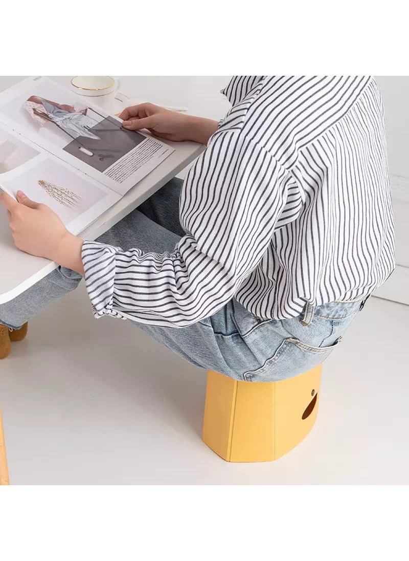 GTC GTC Portable Folding Plastic Paper Stool Sturdy Lite Weight for Train Subway Camping Hiking Fishing Opens Easily Easy to Carry Pack of 3 Yellow  - Image 2