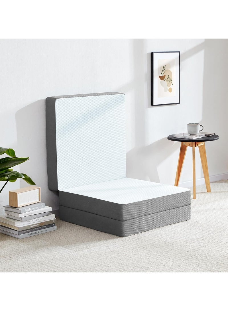 Comfy مرتبة قابلة للطي مريحة بيضاء ورمادية بحواف طبية مصنوعة من القطن، مجموعة متميزة 180X90X10CM - Image 3