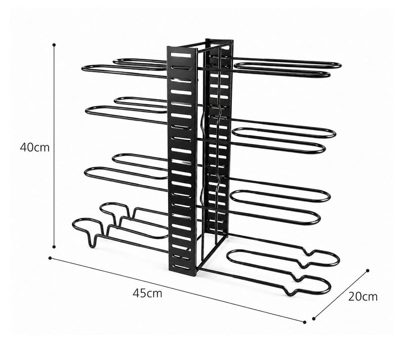 O2. Adjustable Pot and Pan Organizer Rack for Cabinet – 8-Tier Cookware Holder with U-Shape Lid Slot & Non-Slip Protection - Image 5