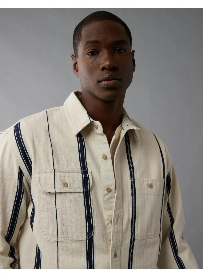 American Eagle AE Striped Shirt Jacket