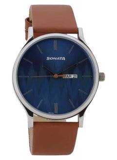 Sonata Men's Analog Round Shape Leather Wrist Watch 77105SL05 - 48.9 Mm  - Image 1