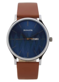 Sonata Men's Analog Round Shape Leather Wrist Watch 77105SL05 - 48.9 Mm  - Image 2
