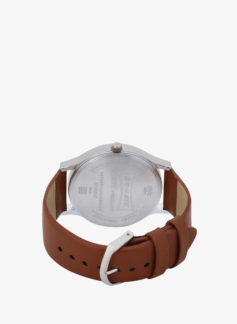 Sonata Men's Analog Round Shape Leather Wrist Watch 77105SL05 - 48.9 Mm - Image 5