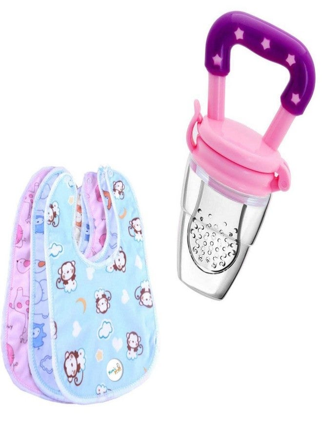BriKSHi Waterproof Breakfast Lunch Dinner Towel Bibs Apron for babies & Fresh Silicone Food and Fruit Nibbler/Feeder with Extra Silicone Mesh (Combo) | W23 - Image 1