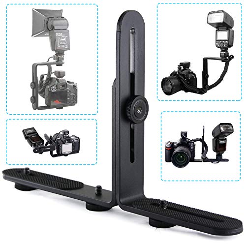 EXMAX® Metal Aluminum Alloy L-Shape Camera Flash Bracket Flashlight Camera Holder Mount Quick Flip DSLR SLR - Image 2