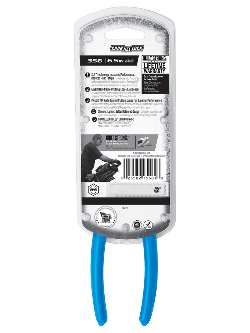 Channellock End Cutting Nippers, 6-1/4In, Blue (356) - Image 5