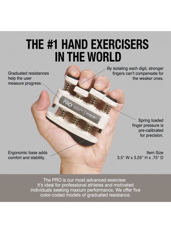 PROHANDS PRO Hand Exerciser, Finger Exerciser (Hand Grip Strengthener), Spring-Loaded, Finger-Piston System, Isolate and Exercise Each Finger, (11 lb Extra-Heavy Tension, Gray-Pro) - Image 4