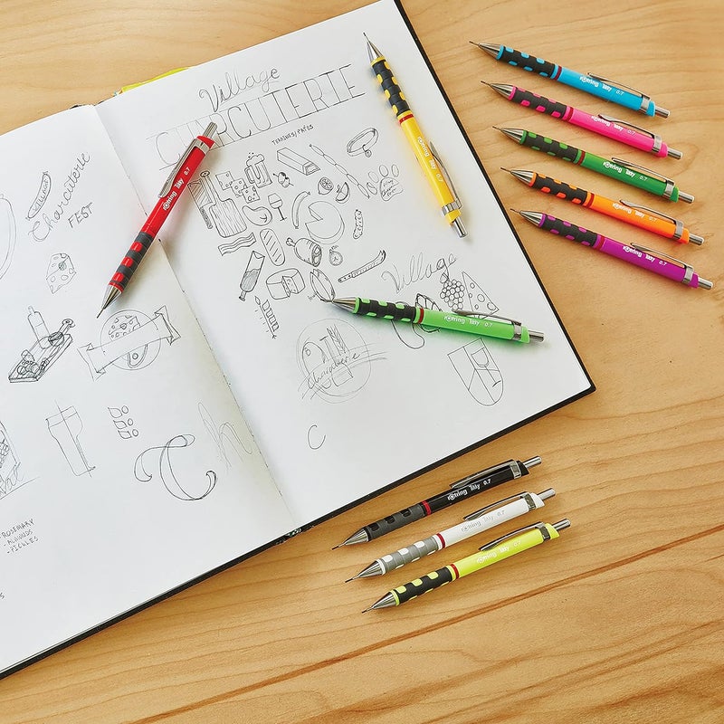 Rotring Tikky Colour-Coded Mechanical Pencil Set with 12 Lead Refills and Eraser - 0.5 mm - Image 4