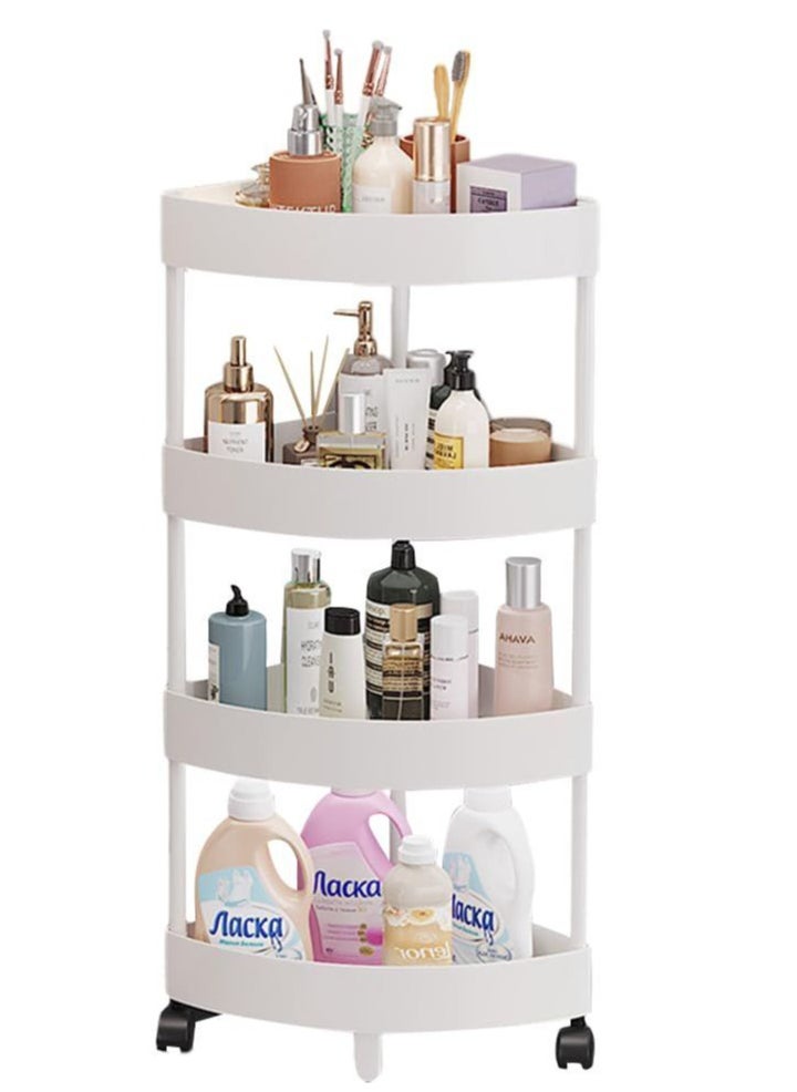 بلومنغ تايم - 4 Layer Corner Racks Adapted To The Corners Simple Installation Hollow Design No Water Accumulation, White - Image 1