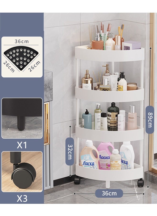 بلومنغ تايم - 4 Layer Corner Racks Adapted To The Corners Simple Installation Hollow Design No Water Accumulation, White - Image 1