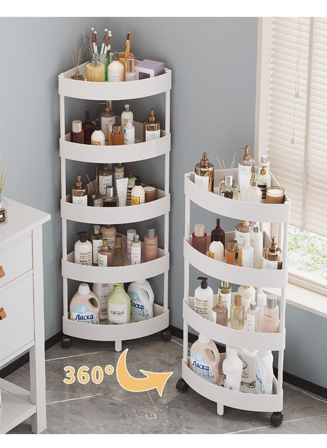 بلومنغ تايم - 4 Layer Corner Racks Adapted To The Corners Simple Installation Hollow Design No Water Accumulation, White - Image 1