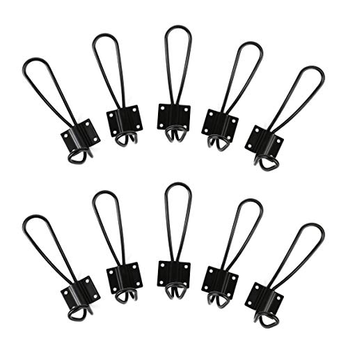 OUSHINAN Rustic Entryway Hooks | 10 Pack of Black Wall Mounted Vintage Double Coat Hangers with Large Metal Screws Included - Image 2
