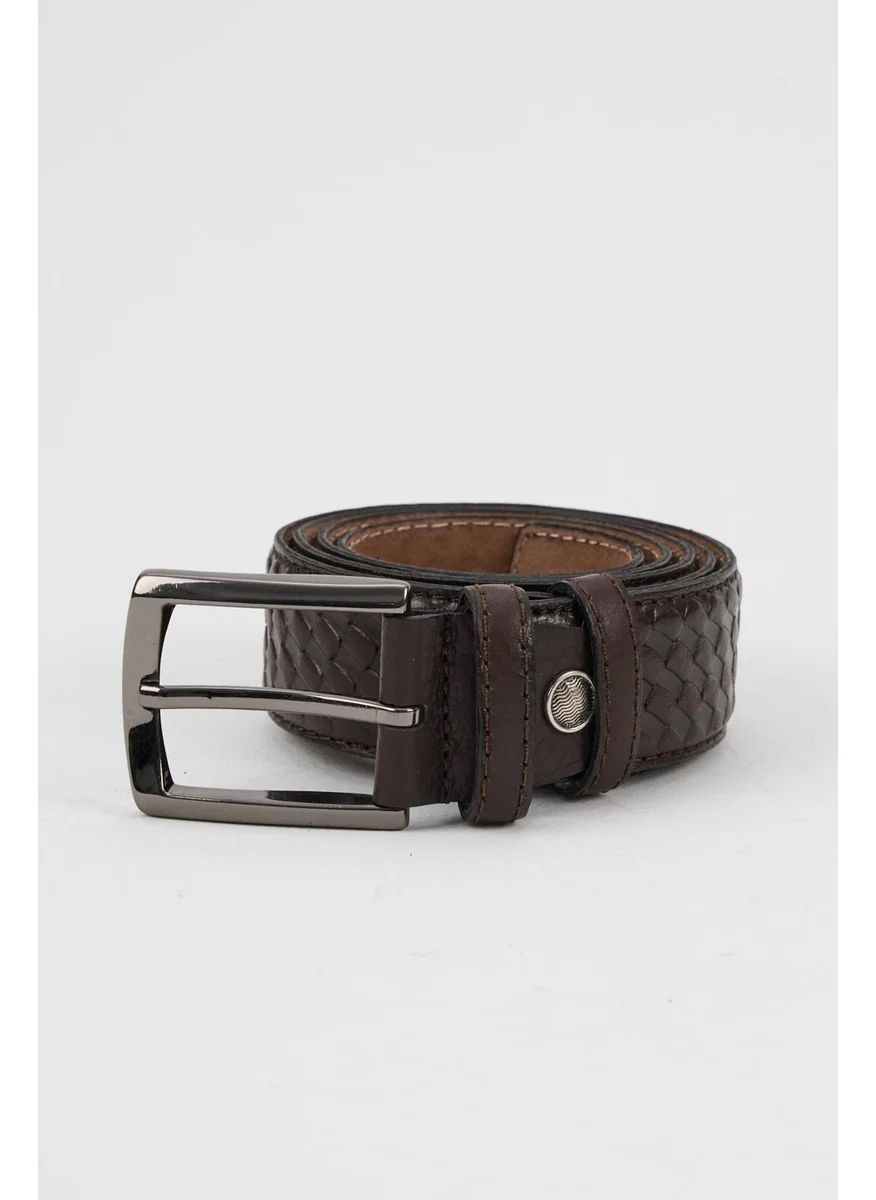 Alexander Gardi Alexandergardi Men's Texture Detailed Leather Belt (E24-BELT-15)