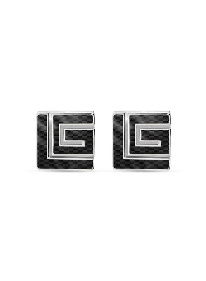 Guy Laroche Lucien Silver and Black Stainless Steel Cufflinks for Men
