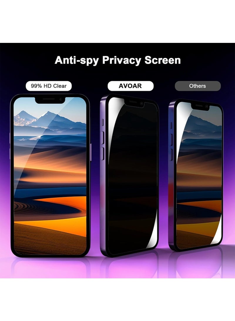 SNBFA 3 PCS iPhone 13 Privacy Screen Protector，28°Privacy Protector Support Fingerprint Unlock ,9H Tempered Glass Film Easy Installation Anti-Scratch Film - Image 3