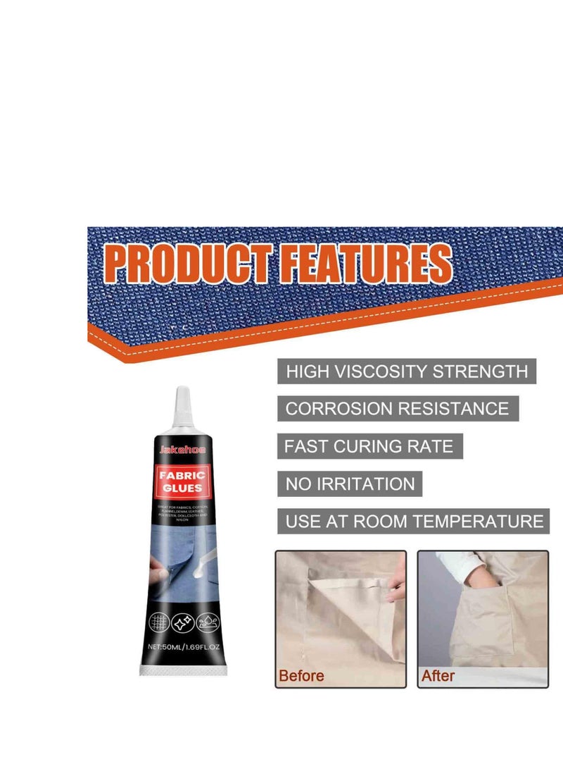 KASTWAVE Transparent Fabric Glue, Permanent Clear Washable Clothing Glue for All Fabrics, Fabric Fusion Glue, No Sew Solution, Clothes, Cotton, Flannel, Leather, Polyester, Doll Repair - Image 2