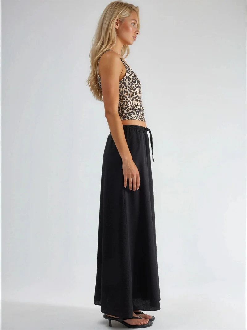 Busem Black BUSEM High Waist A-Line Maxi Skirt for Women | Best Price UAE
