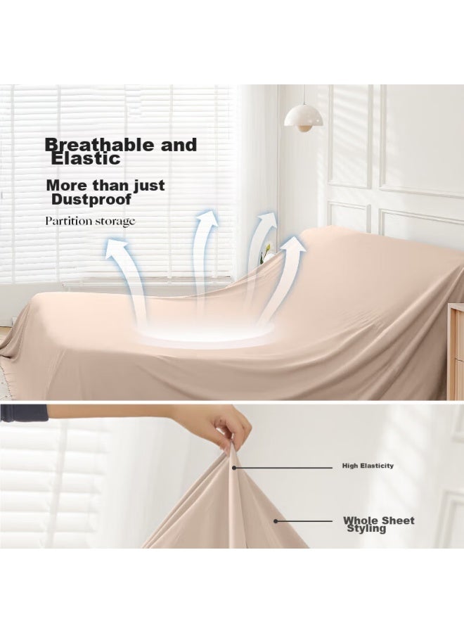 Eachy Home Dust Cover, Sofa Bed Dust Shield, Moving Protection Cloth, Protective Film, Bed Cover, Moisture-proof Cover, Almond Powder - Image 2