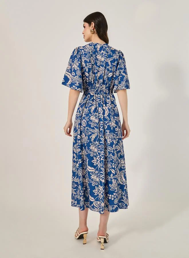 Styli Floral Cutout Midi Dress